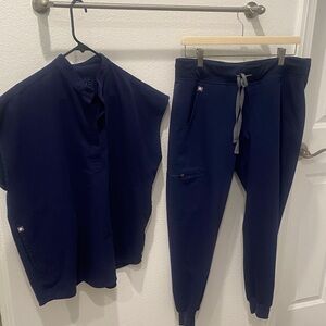 Figs Navy Jogger Pants and Top Set